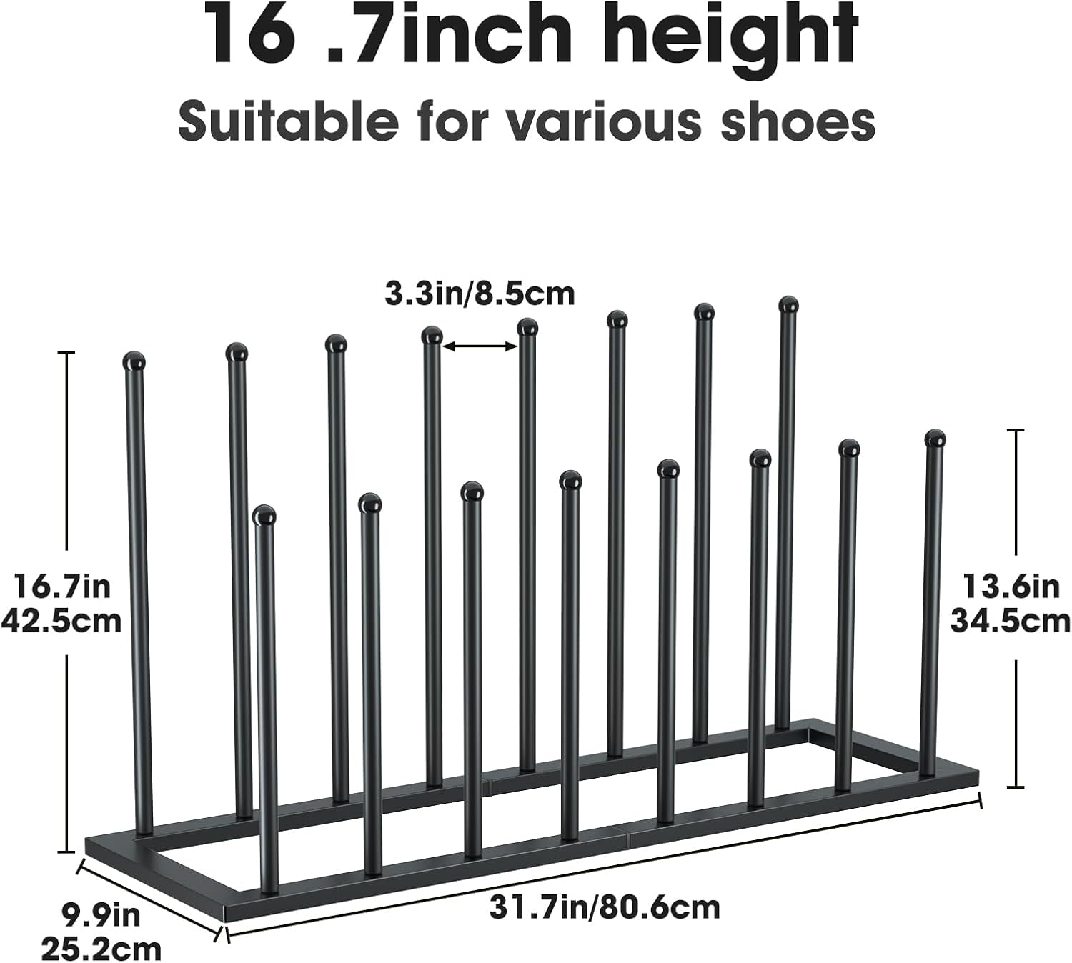 Urban Deco Zapateros de pie independientes, organizador de botas para botas altas, estante de metal negro para botas de 8 pares, organizador de