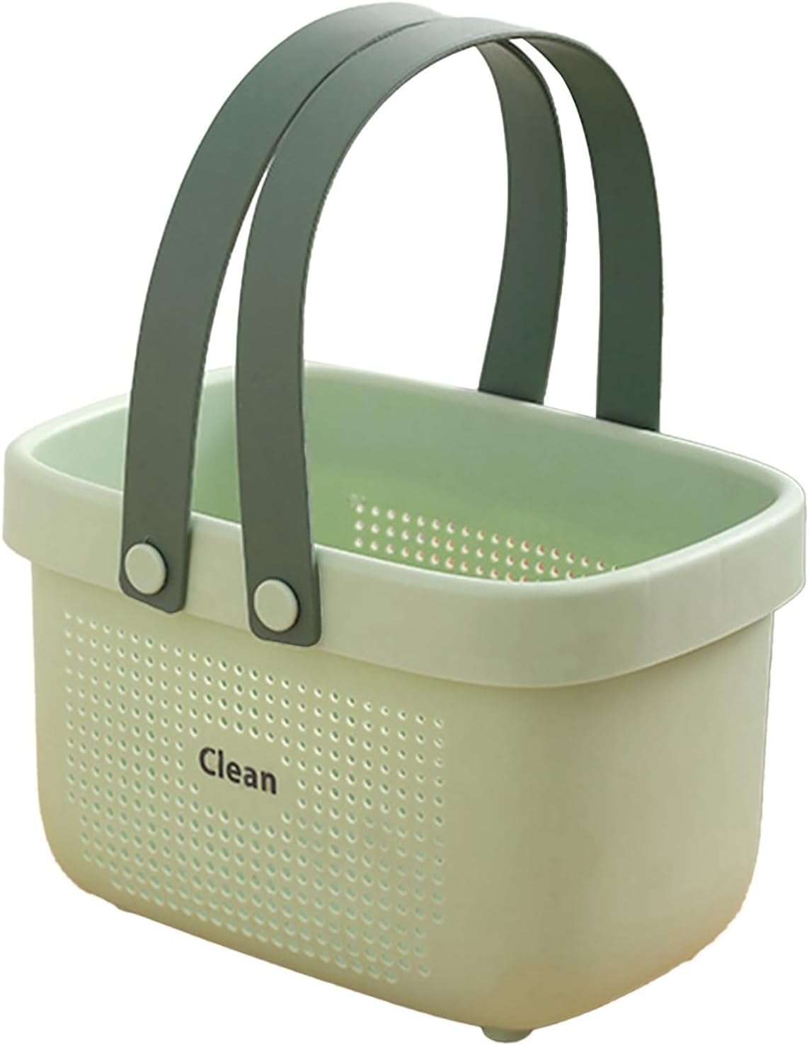 Cesta de almacenamiento de plástico para baño, portátil, con asas, cesta para baño, despensa, cocina, dormitorio universitario, campamento (verde 10