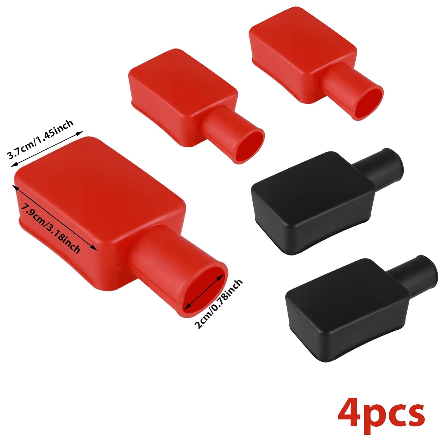 simarro 4 cubiertas de terminales de batería, protector de terminal de batería aislante, cubiertas de cable positivo y negativo en rojo y negro para
