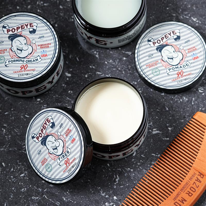 Popeye Shaving Co – Pomada para el cabello a base de agua de fijación media y alto brillo para hombres, adecuada para todo tipo de cabello, aroma a