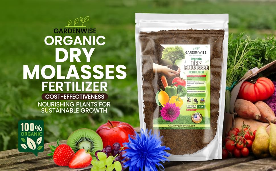 GARDENWISE Melaza seca – Bioestimulante orgánico vegetal para una zona radicular mejorada, vitalidad vegetal y salud próspera del suelo, ideal para