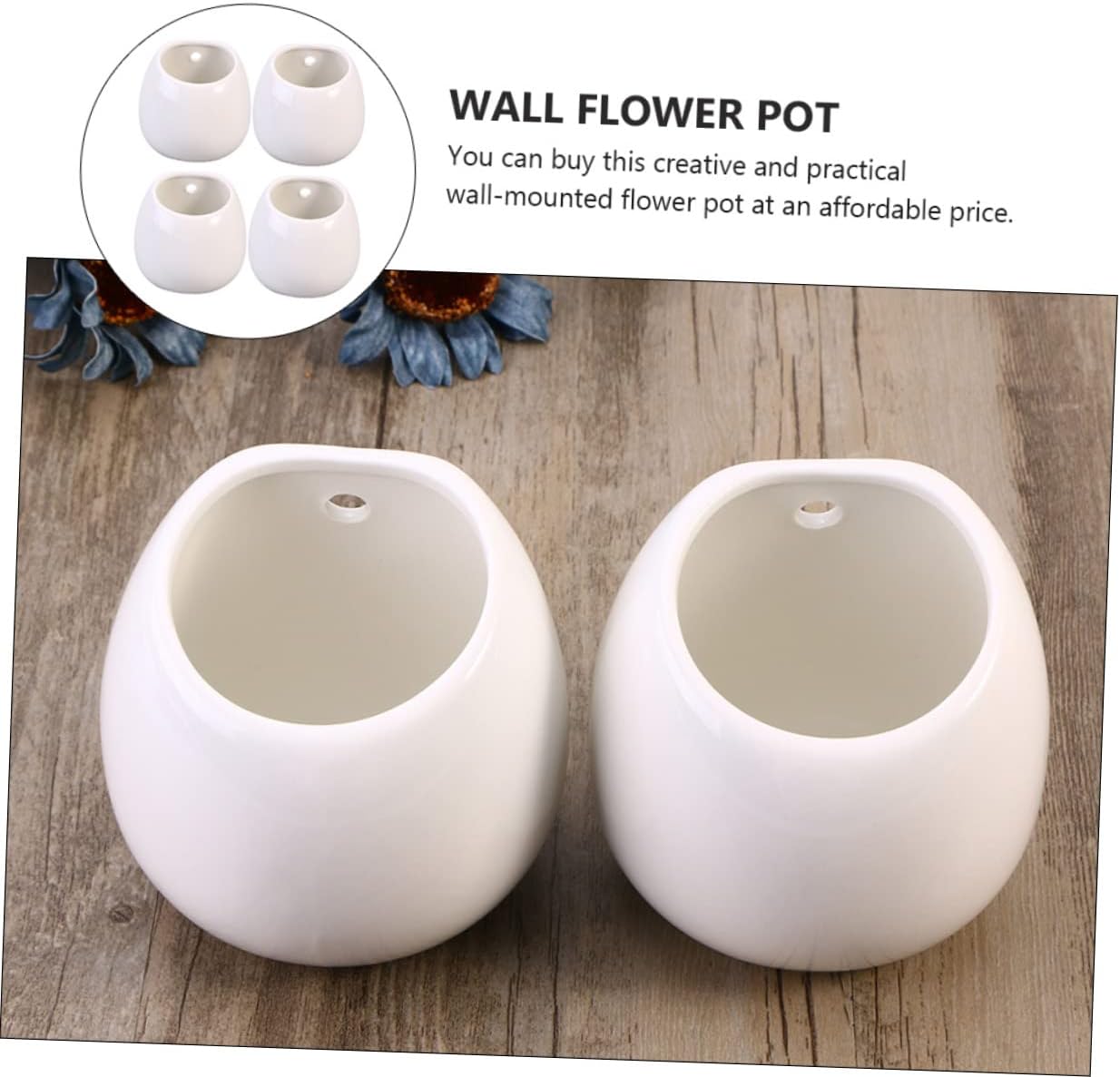Yardwe Maceta colgante para plantas, 4 piezas, maceta colgante, florero, bonsái, contenedor de plantas de pared, contenedor para plantas, balcón,