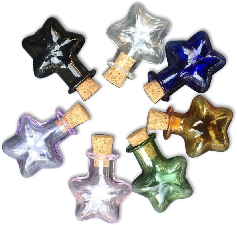 TAI DIAN Mini botellas de corcho de vidrio de color diminuto, frasco de estrella de cinco puntas, colgantes para bricolaje, manualidades, proyectos,