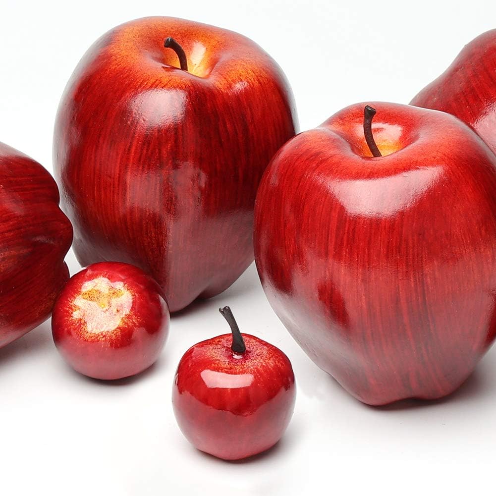 BigOtters Manzanas artificiales, 30 piezas de frutas falsas, manzanas rojas, manzana roja oscura, simulación realista para el hogar, casa, cocina,
