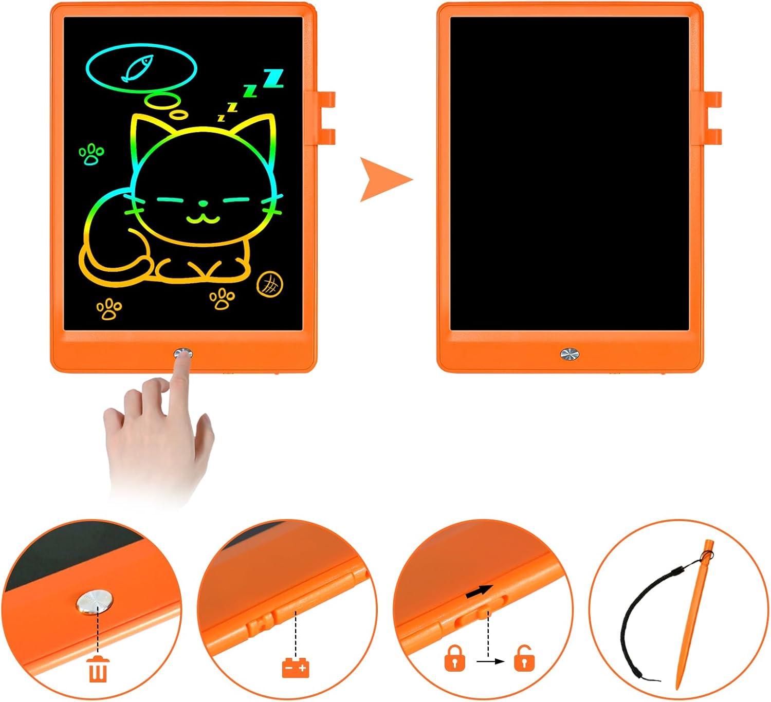 NECHOUZHLI Tableta de escritura LCD para niños, tableta de dibujo electrónica borrable, tablero de graffiti Coloful infantil de 10 pulgadas,
