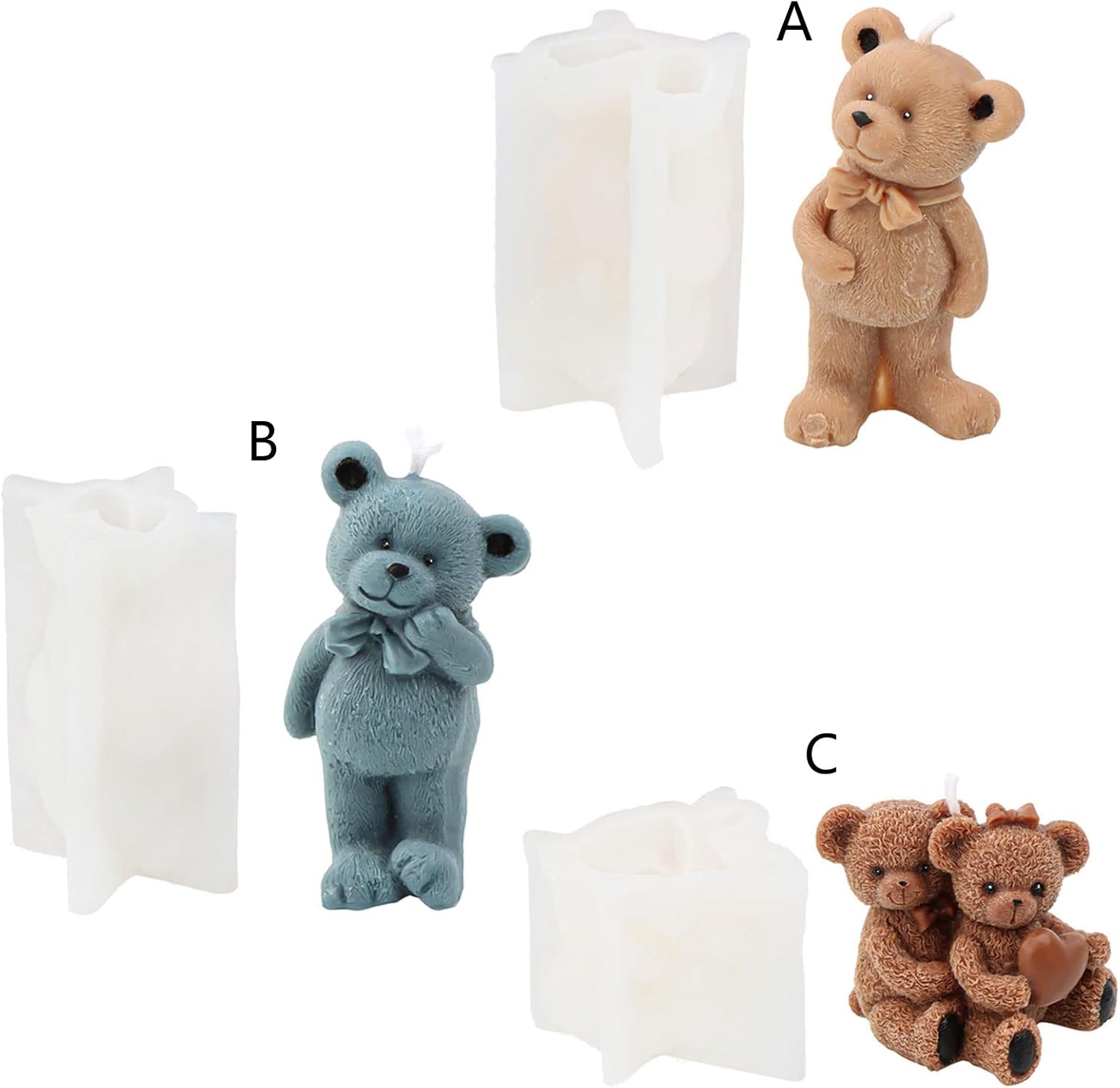 Molde de silicona para velas en forma de oso, molde para velas de bricolaje, molde de yeso, molde epoxi, kit de fabricación de velas, moldes de