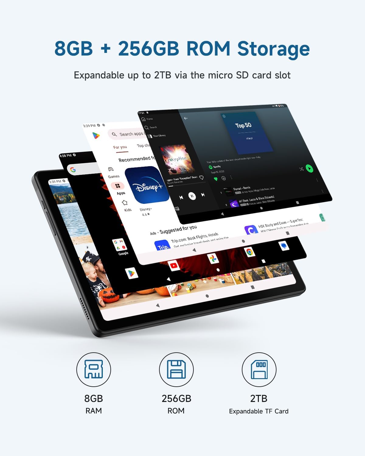 ALLDOCUBE Tableta Android 2K FHD 10.36 pulgadas Tablet PC 8 GB RAM 256 GB ROM y 2 TB Expandir Octa Core Helio G99 Procesador Gaming Tablets