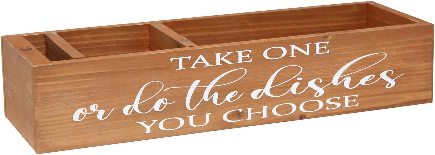 Elegant Designs HG2034-NWD – Organizador decorativo de madera para encimera de cocina con Take One or do The Platos… Elige una ranura blanca para