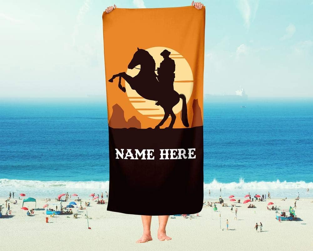 Toalla de vaquero y caballo personalizada extragrande para niños, toallas de viaje personalizadas de gran tamaño para playa, piscina y baño para