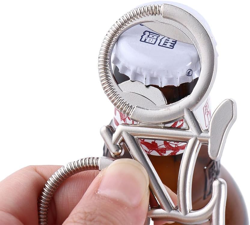 Abridor de botellas de cerveza de metal, abrebotellas de cerveza de vino para bicicleta, abridor de botellas en forma de bicicleta, lindo llavero