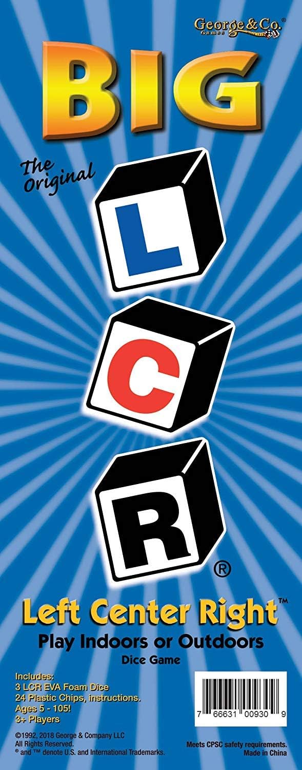 LCR Juego de dados Big Left Center Right – Bolsa con cremallera (azul)
