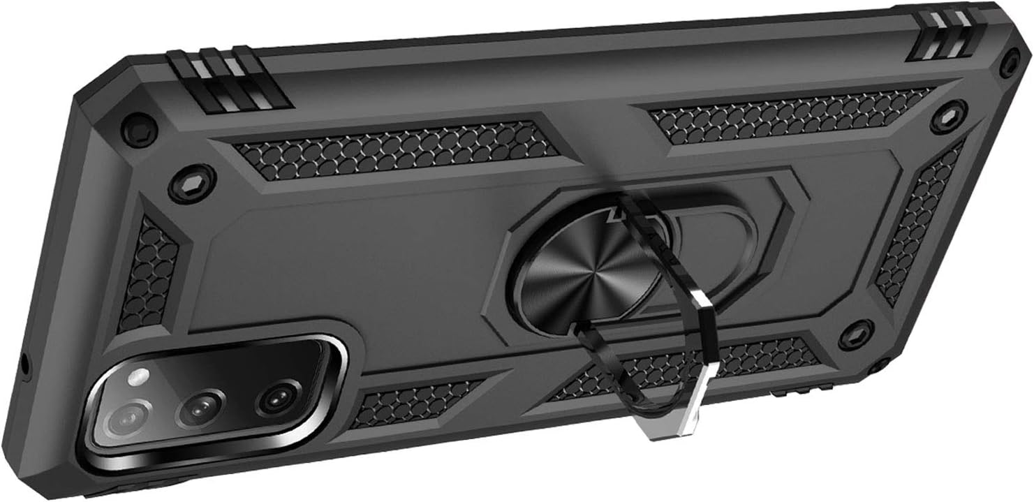Fetrim Funda para Galaxy S20 FE, funda protectora a prueba de golpes con anillo de rotación Kickstand para Samsung Galaxy S20 FES20 FE 5G Negro