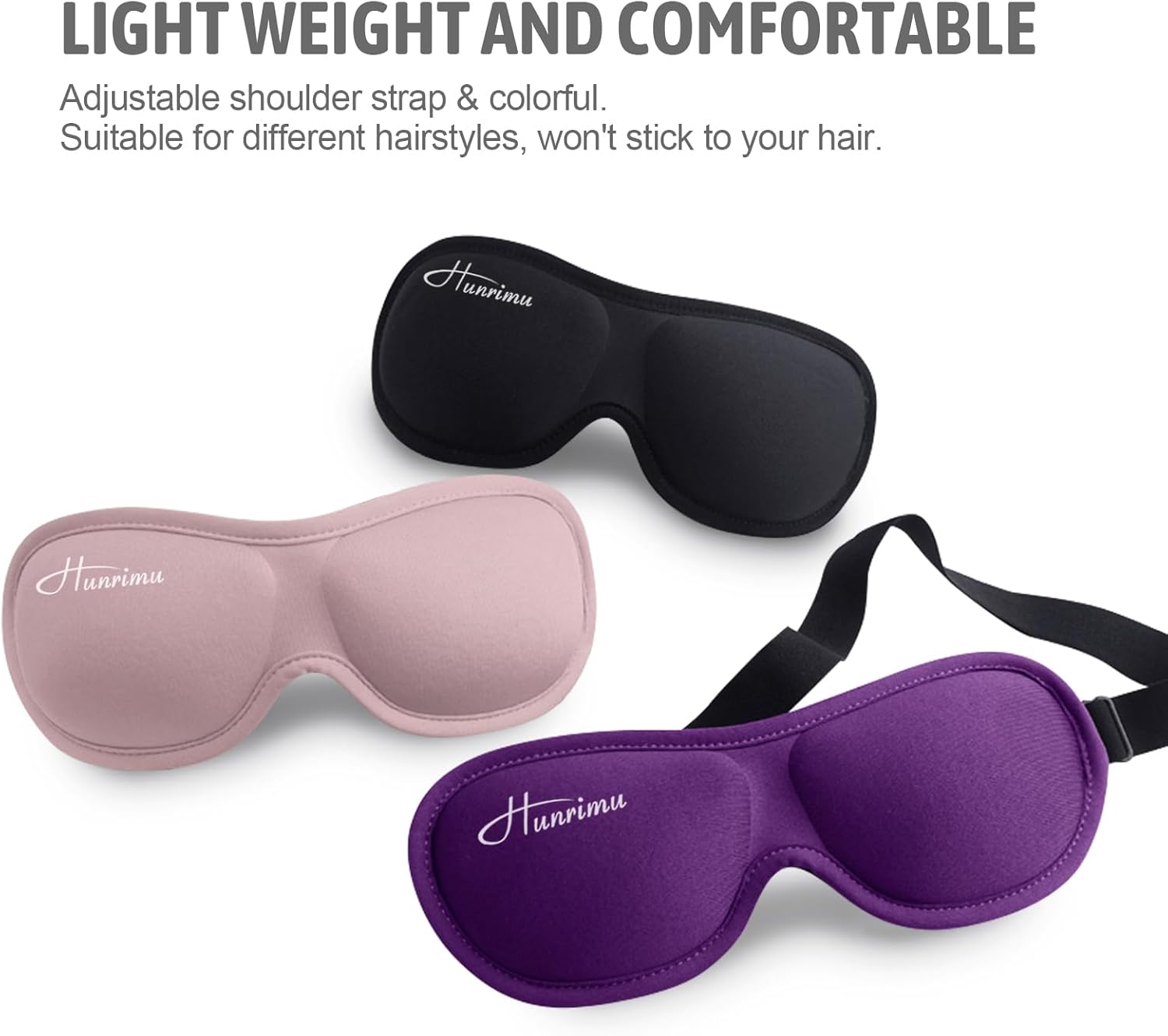 Hunrimu Máscara de ojos para dormir para mujeres y hombres, cubiertas de ojos para dormir, máscara de sueño 3D para viajes, yoga y siesta (rosa)