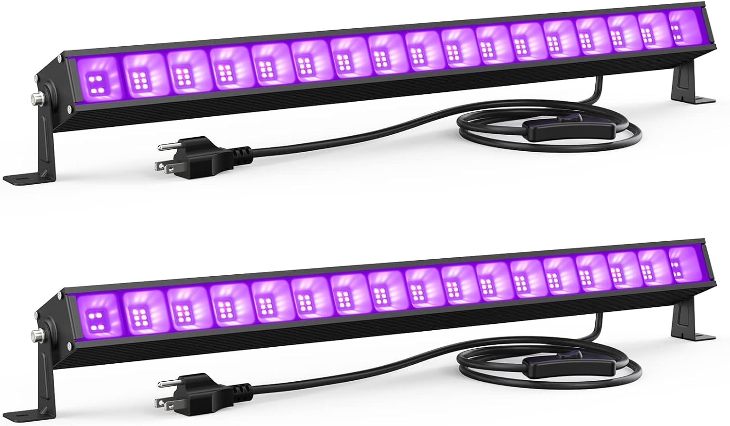 Atfoyer Luz LED negra de 60 W, luces negras para fiesta brillante, barra de luz negra con enchufe e interruptor, cada luz de 32 x 32 pies, luz