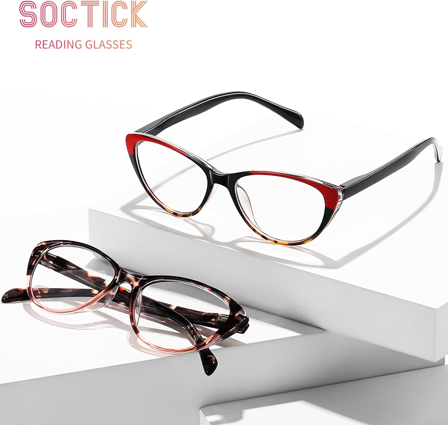 Lentes de lectura de ojo de gato para mujer, bloqueo de luz azul, lectores para mujer 3.5 con bisagras de resorte cómodas, anteojos de diseñador de