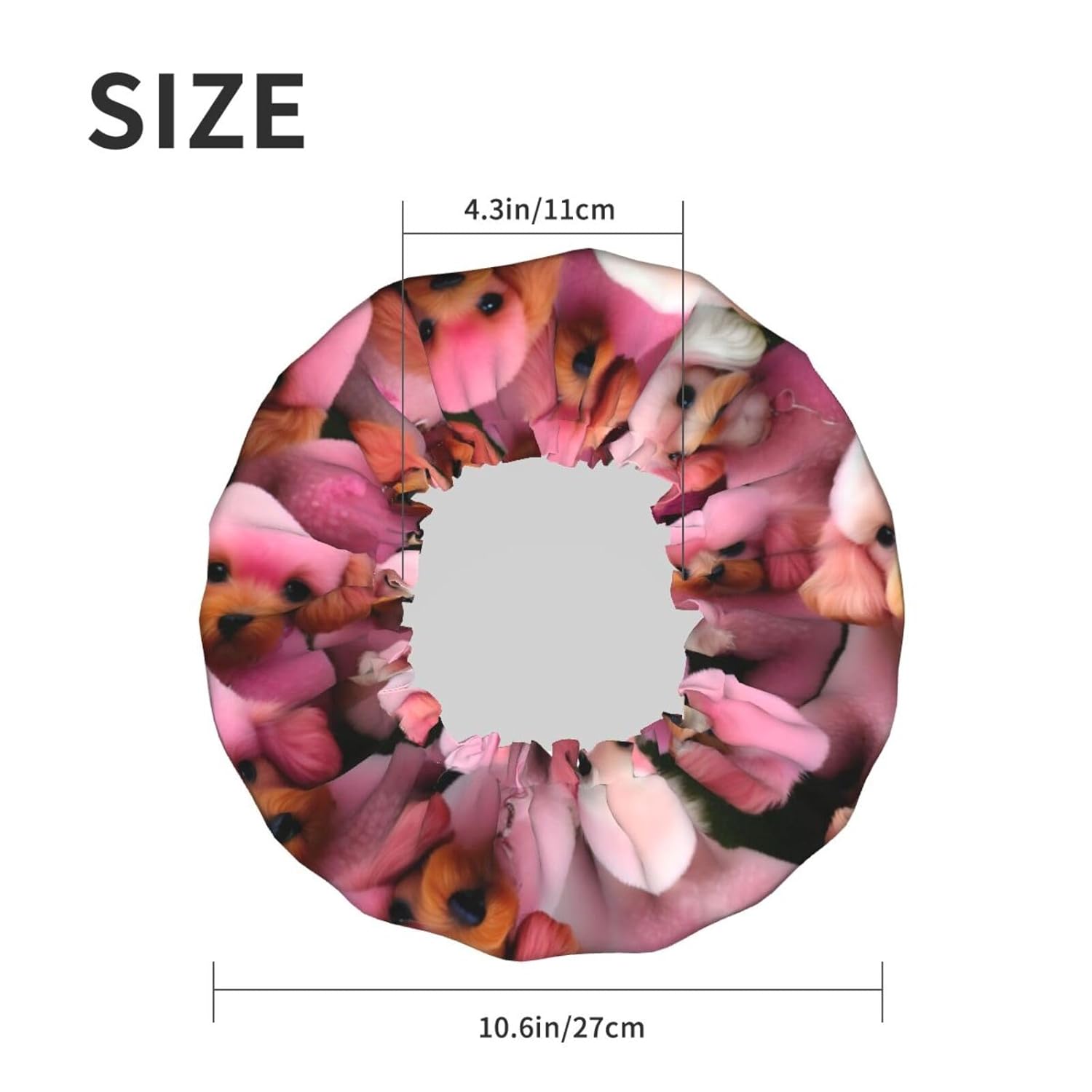 Gorro de ducha reutilizable con estampado de caniches rosados para mujer, doble capa impermeable, gorro de baño de secado rápido