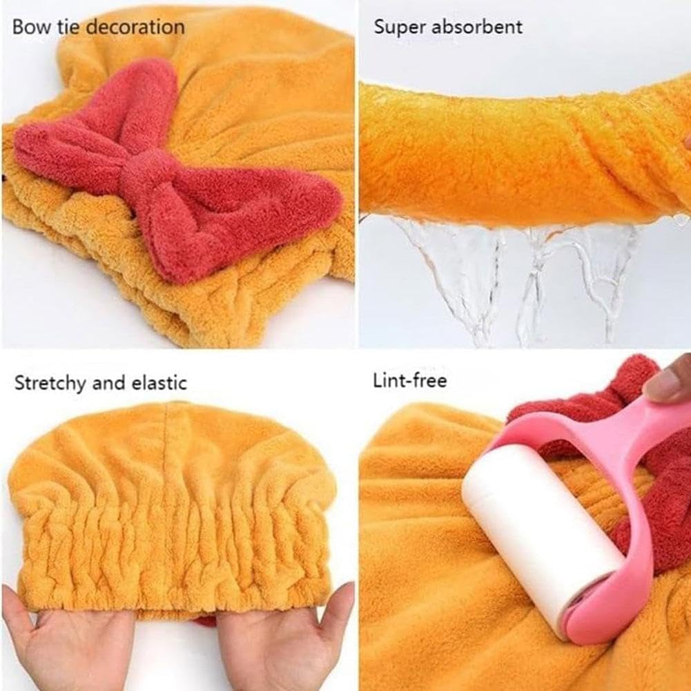 Toalla de microfibra para secar el cabello, toalla de pelo súper absorbente, turbante mágico de secado rápido para mujeres, gorro de baño con bonito