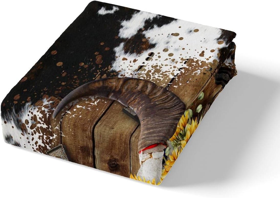 Juego de funda de edredón de calavera de vaca, tamaño Queen, juego de ropa de cama de madera de madera de vaca para niños, niñas y hombres,