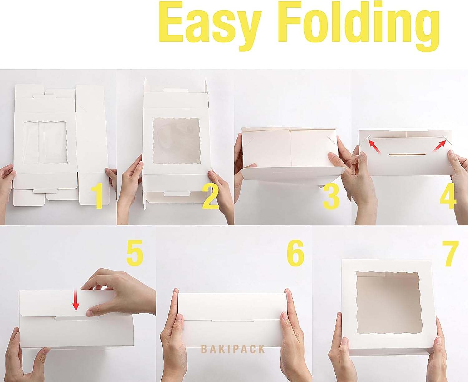 25 cajas blancas de panadería con ventana, cajas de galletas de 6 x 6 x 4 pulgadas, cajas pequeñas para pasteles con ventana, cajas de golosinas