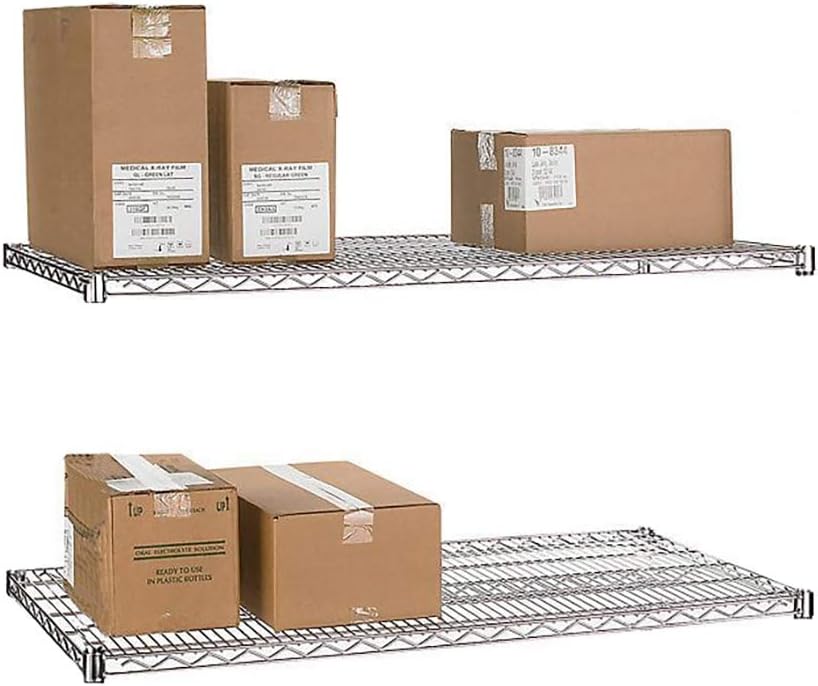 Estantería de alambre cromado, paquete de 2 estantes, estantes de almacenamiento NSF resistentes (14 pulgadas de ancho x 24 pulgadas de largo)