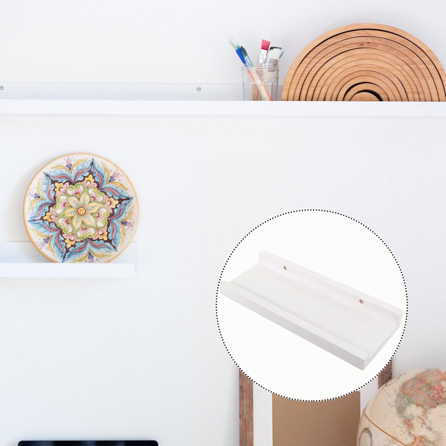 Zerodeko Soporte de TV versátil flotante estante de pared de metal con borde decorativo para colección de libros para el hogar, cocina, dormitorio,