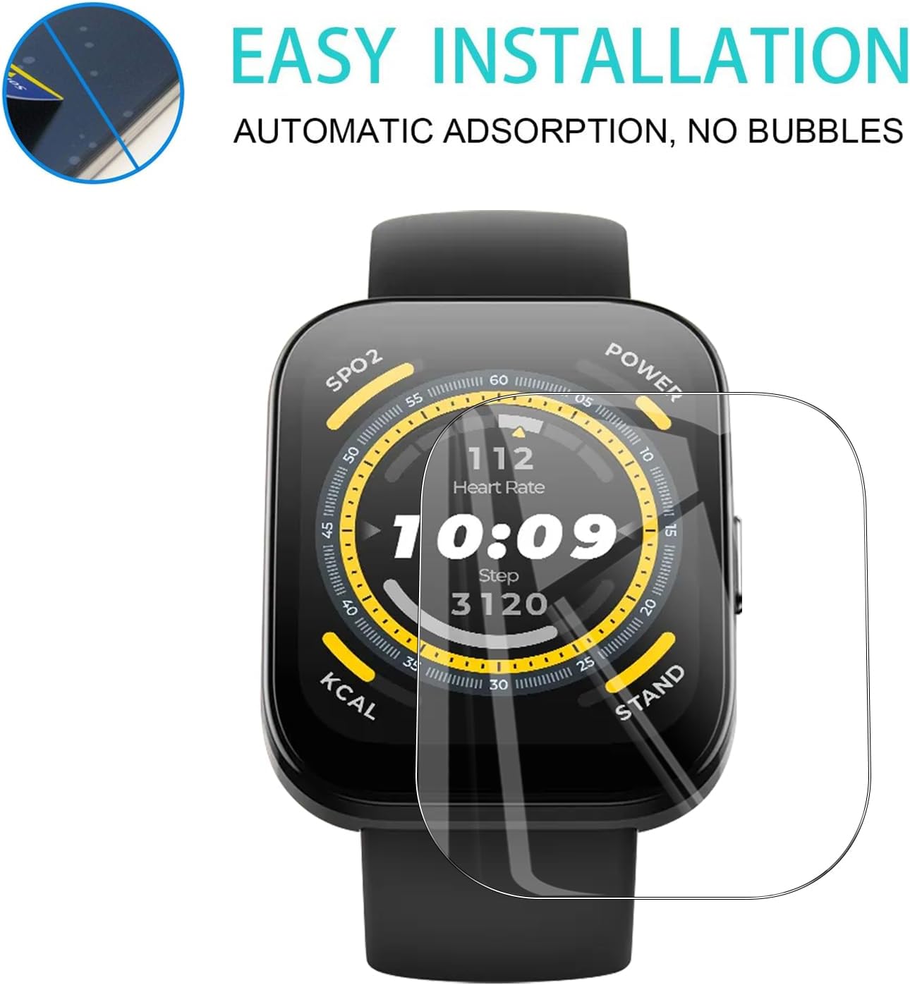 Natbok Paquete de 2 protectores de pantalla para Amazfit Bip 5, cobertura completa 3D, antiarañazos, sin burbujas, HD, transparente, flexible (no de