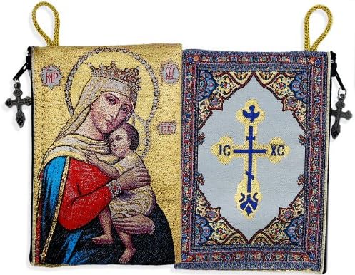 Funda para rosario, regalo religioso, Virgen de la esperanza, icono de tela para tapiz