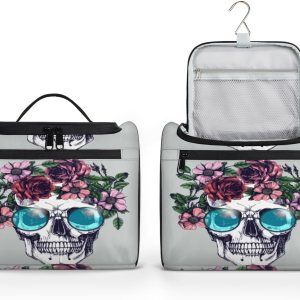 Day Of The Dead Sugar Skulls – Neceser para mujer, organizador de maquillaje de viaje con gancho para colgar, bolsas de cosméticos de viaje para Day Of The Dead Sugar Skulls – Neceser para mujer, organizador de maquillaje de viaje con gancho para colgar, bolsas de cosméticos de viaje para
