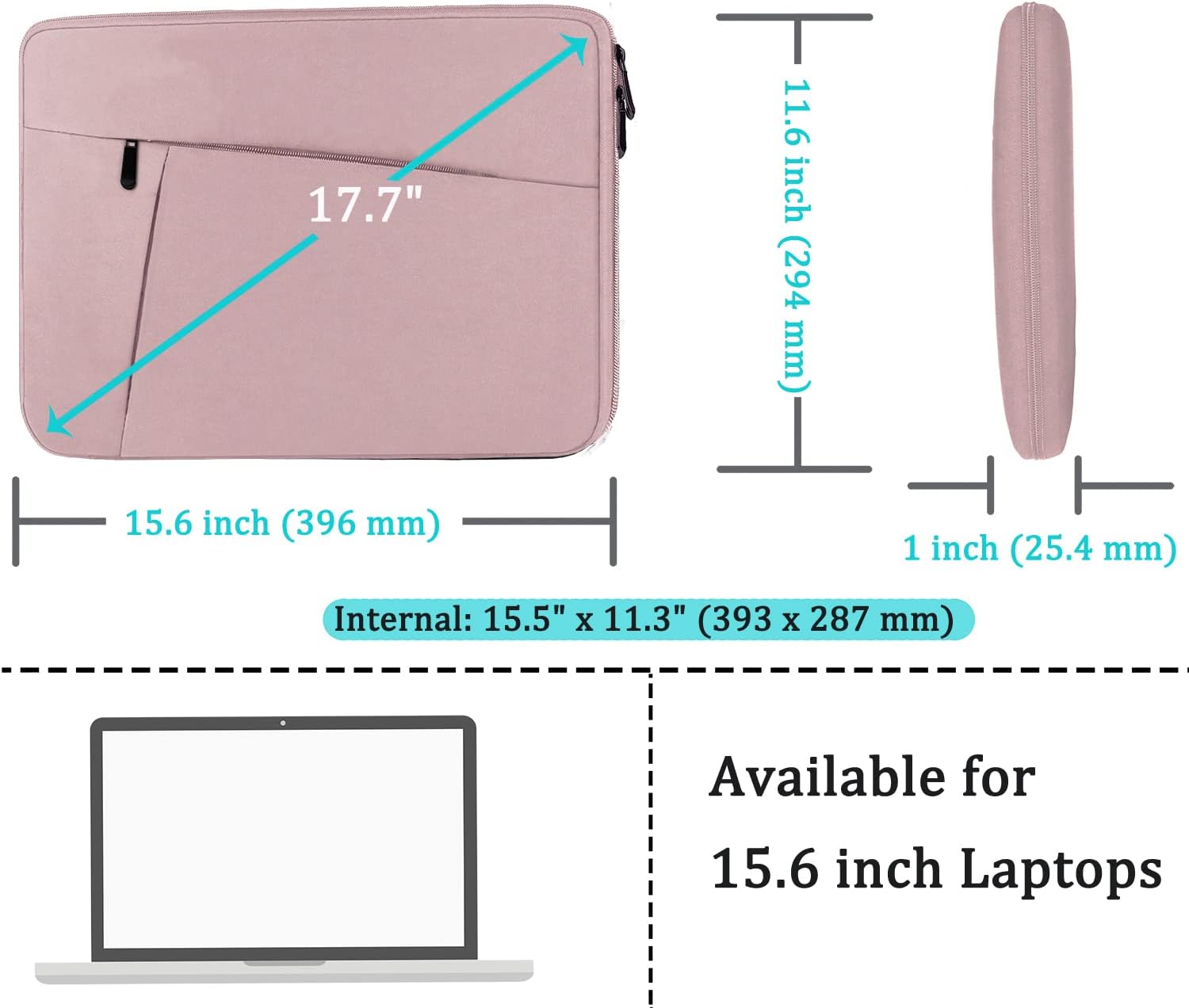 Funda para laptop de 15.6 pulgadas, duradera, a prueba de golpes, funda protectora de transporte para computadora con bolsillo frontal, maletín para