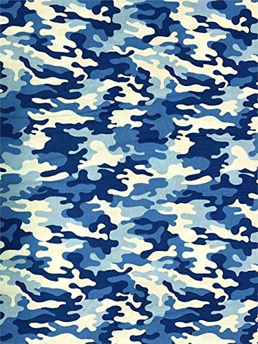 100 % algodón con estampado de colcha, telas de camuflaje45 pulgadas de anchovendido por The Yard (azul)