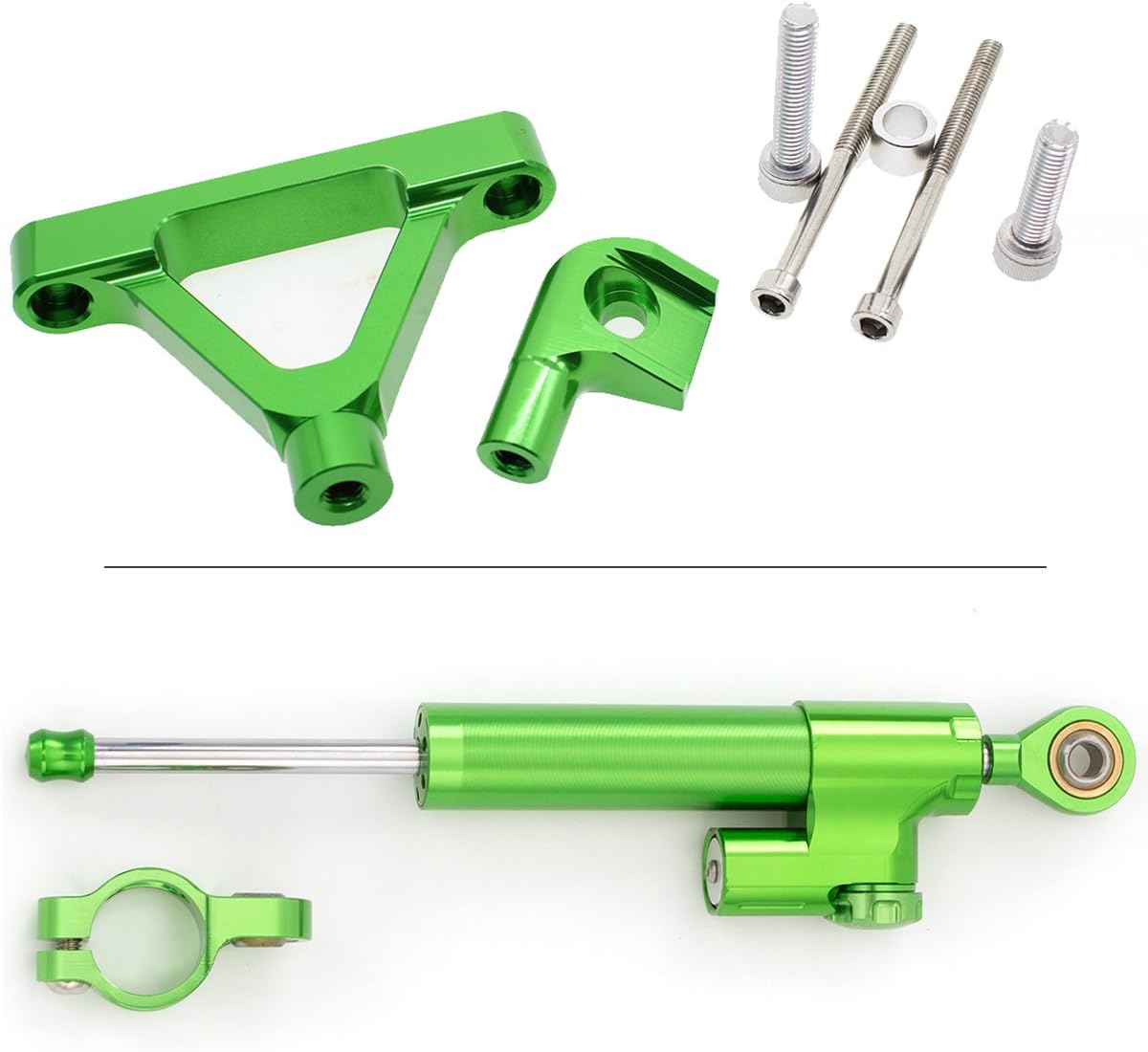 FXCNC Amortiguador de dirección CNC para motocicleta, estabilizador, barra de control de búfer con kit de soporte de montaje, juego completo