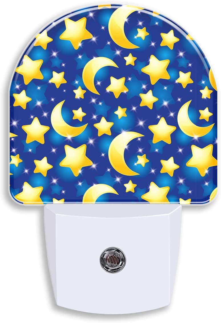 Luz nocturna de cielo nocturno, estrellas y lunas, luces nocturnas enchufables a la pared, sensor de anochecer a amanecer, 0.5 W, luz nocturna