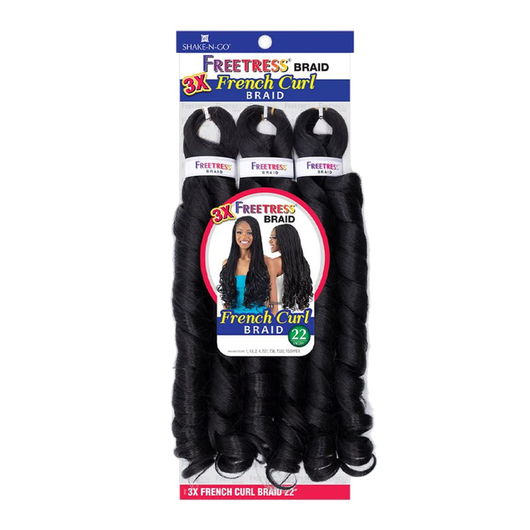 FREETRESS BRAIDS 3 trenzas rizadas francesas de 22 pulgadas (paquete de 3, 2)