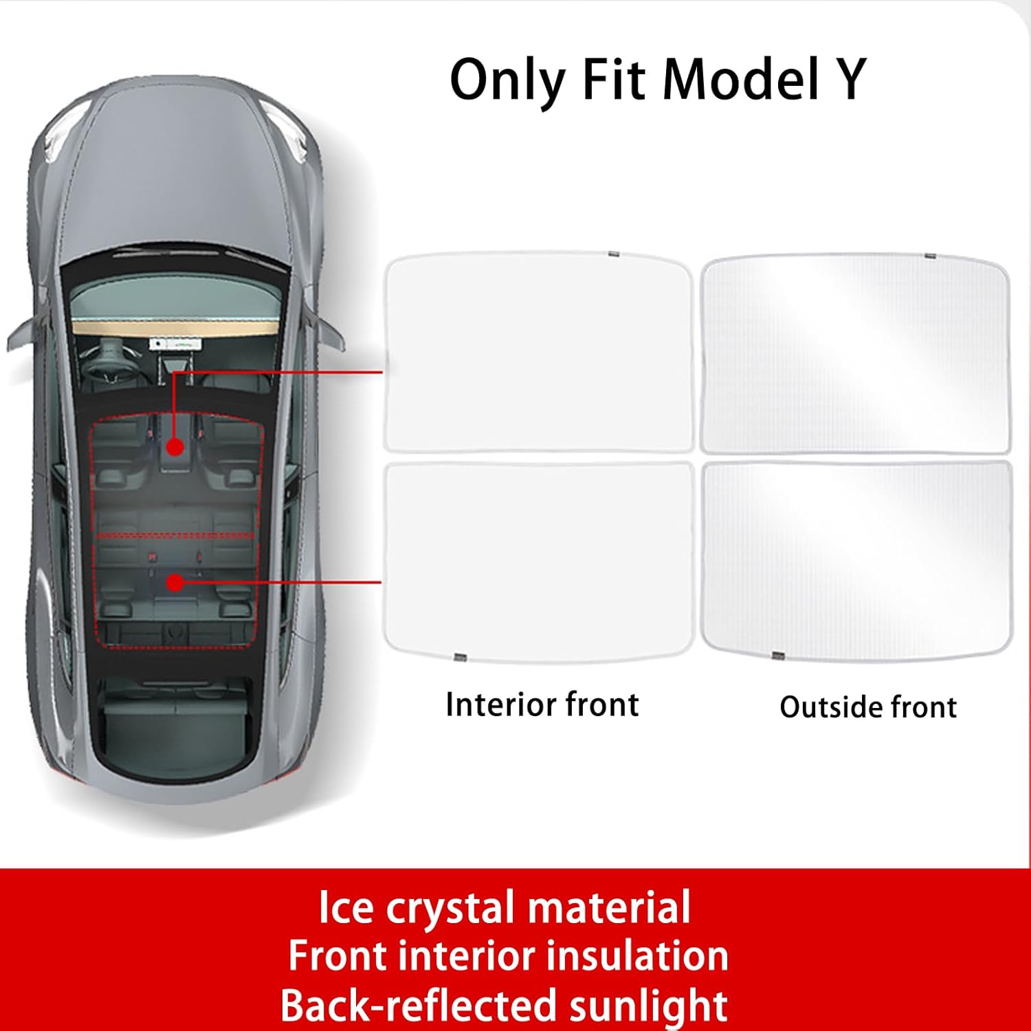 Parasol para techo de vidrio Tesla modelo Y, protección contra rayos UV, ventana superior, parasol de cristal de hielo, compatible con el modelo Y
