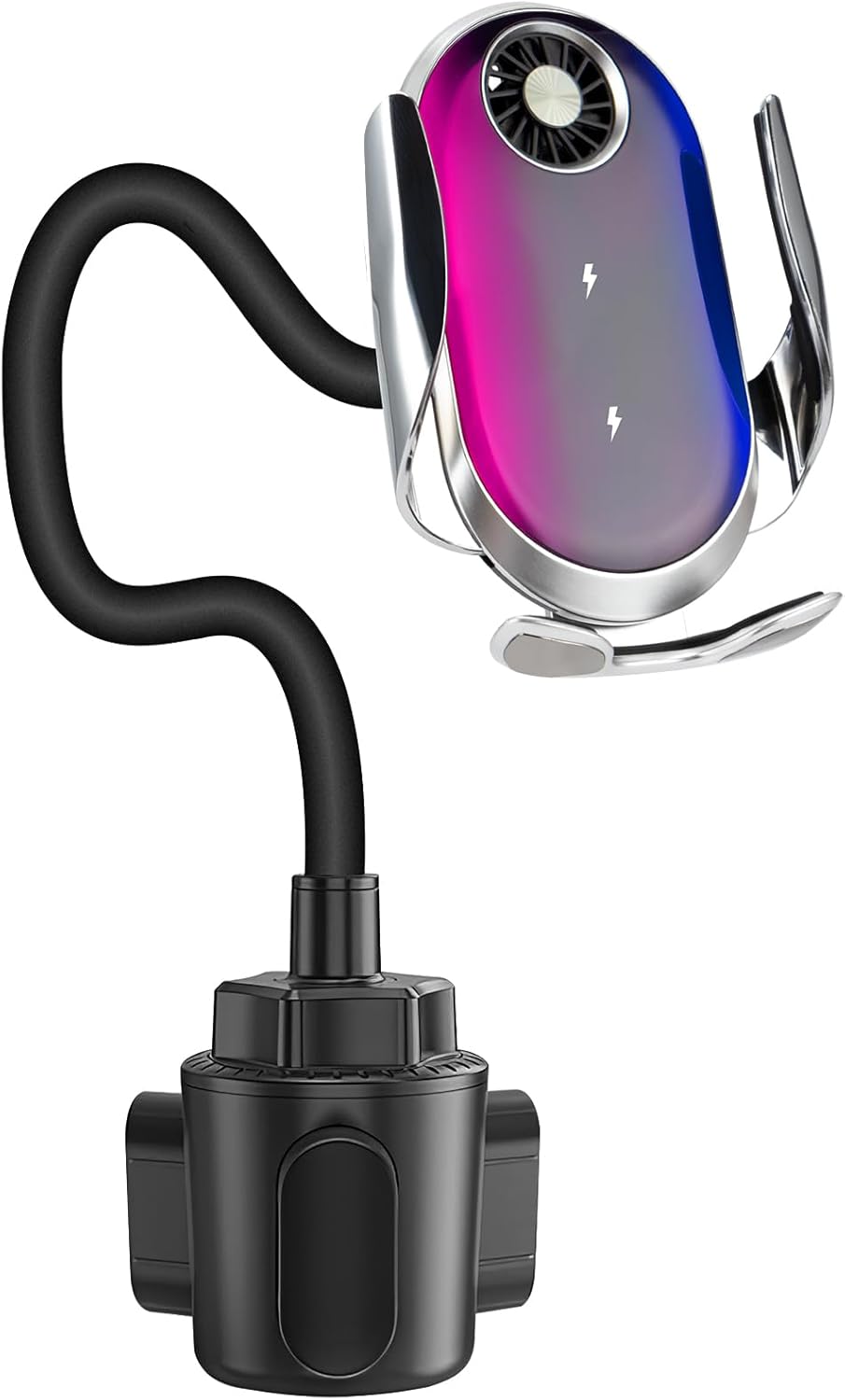 Para Z Flip 5 Car Mount Car Cup Holder Cargador de coche inalámbrico para Z Flip 5432 Bobinas duales Ventilador de enfriamiento de 15 W Carga rápida