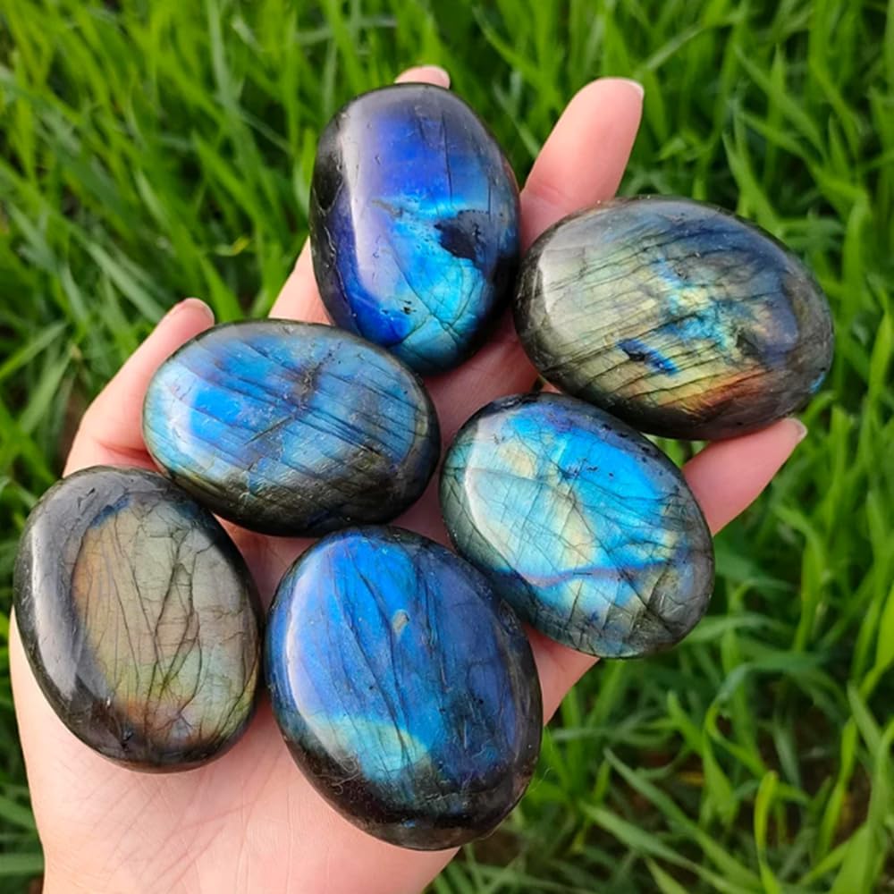 Zenkeeper Piedra de palma grande natural para preocupaciones pulida piedra de bolsillo para curación de cristales, alivio de ansiedad y estrés