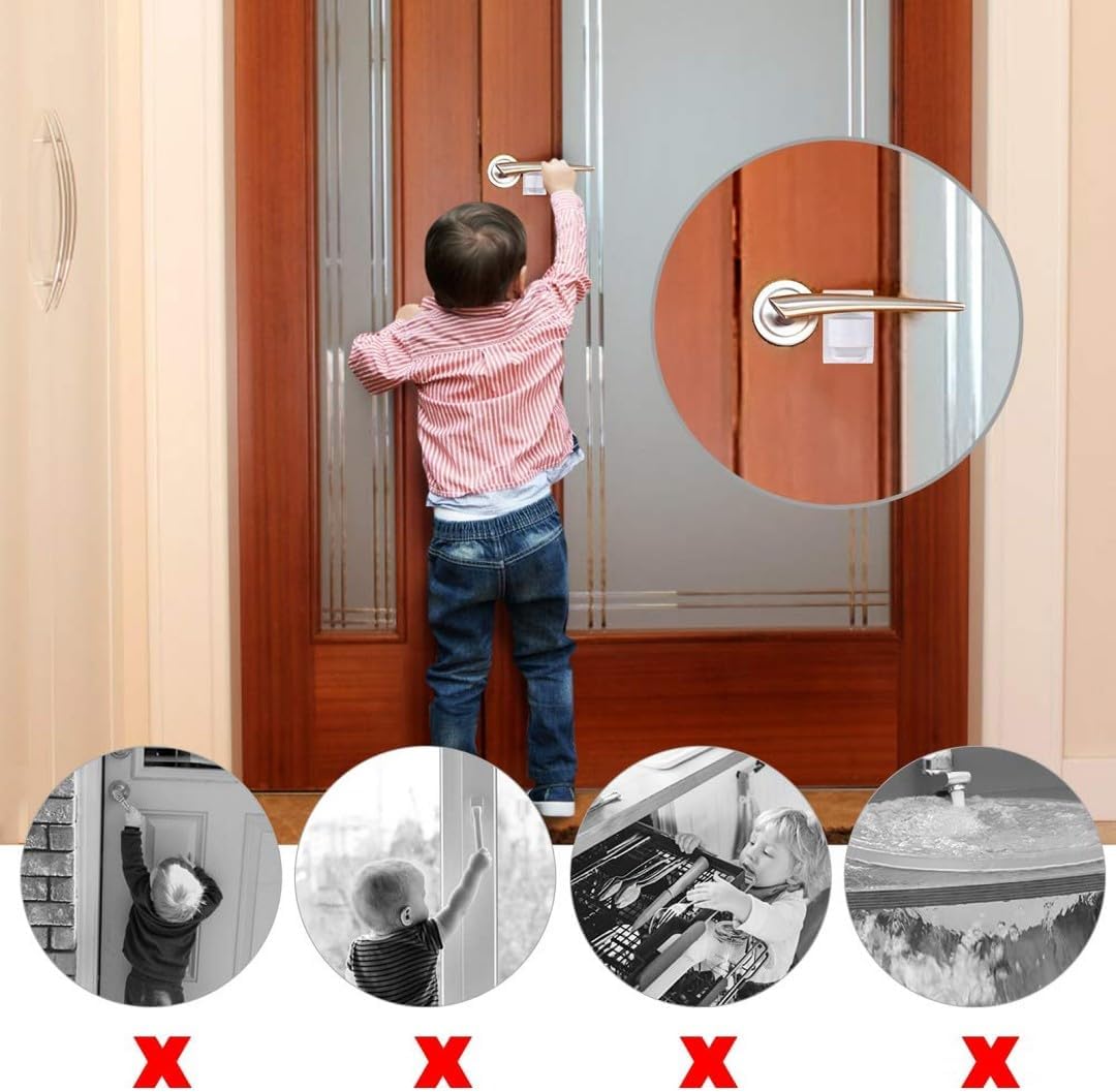 Cerradura de palanca de puerta a prueba de niños (paquete de 6), manijas de puerta a prueba de bebés disuaden a las mascotas pequeñas de abrir la