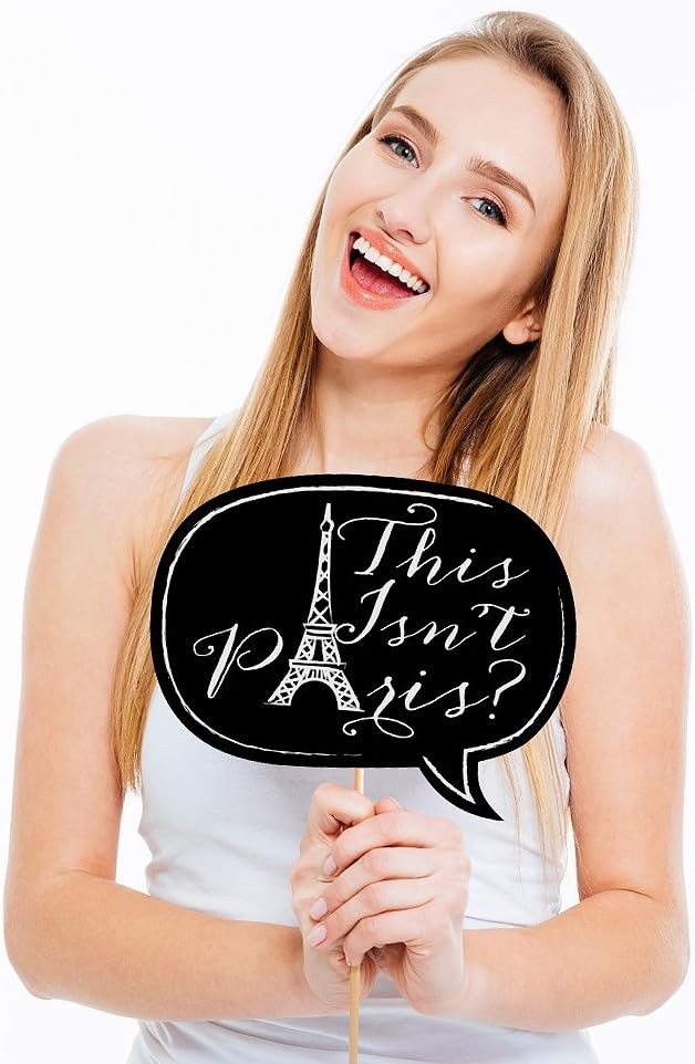 Big Dot of Happiness Funny Paris, Ooh La La – Kit de accesorios para cabina de fotos con temática de París, 10 piezas