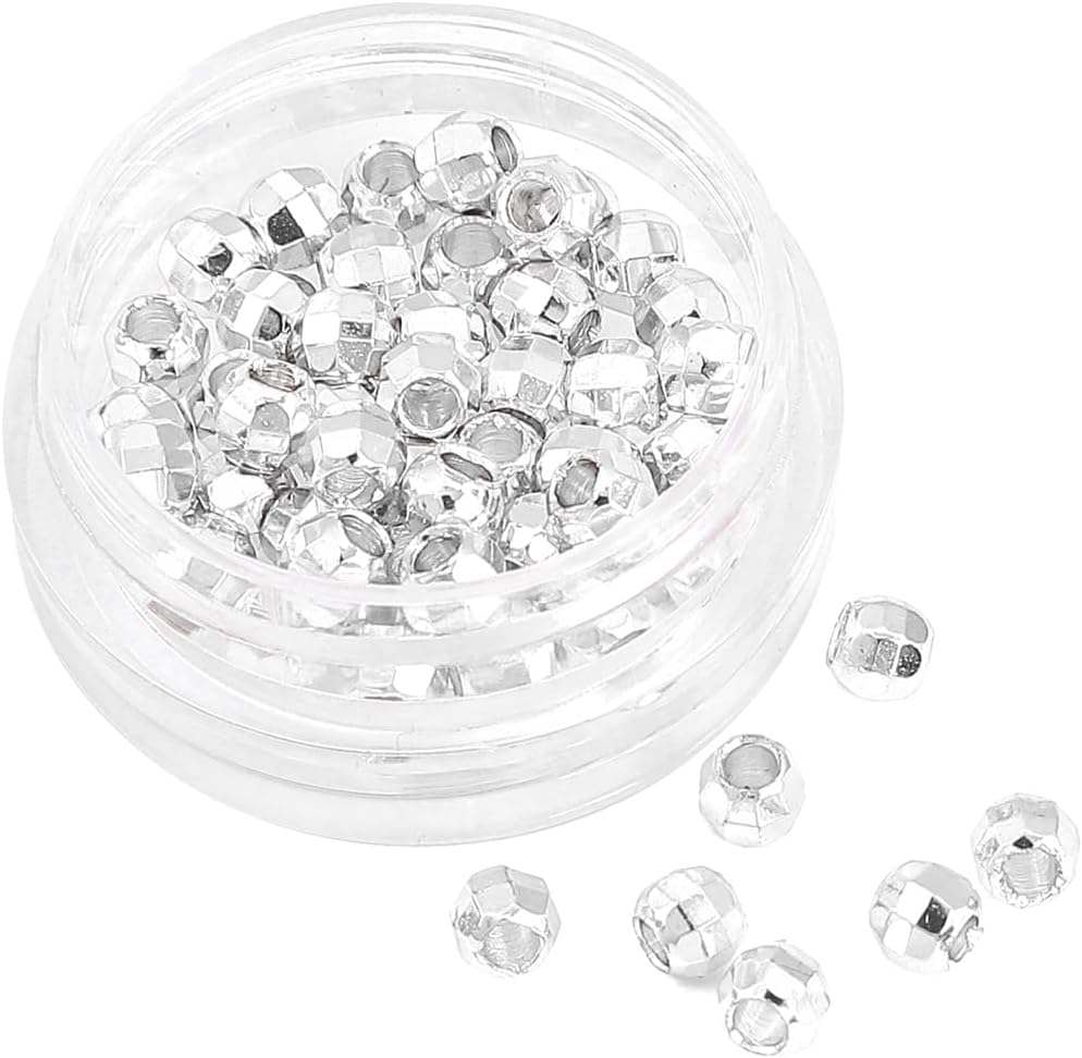 Láser plateado redondo espaciador granos 0.157×0.157 in 50pcs para la fabricación de joyas hallazgos no se deslustra