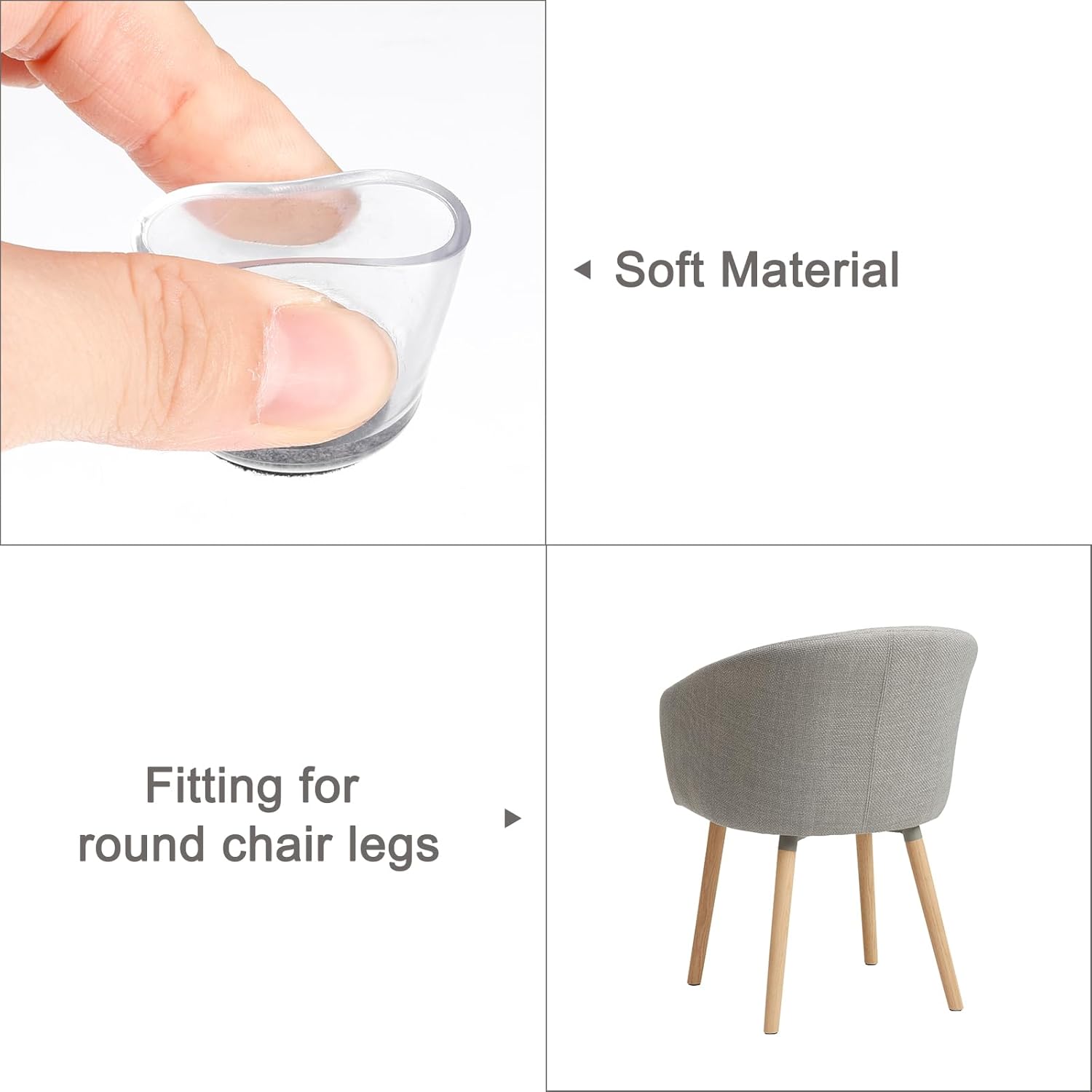 uxcell Protectores de suelo para patas de silla, 16 unidades, de cloruro de polivinilo y fieltro de 0.87 pulgadas, tapas para patas de silla para