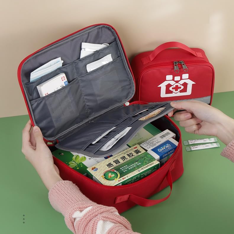 Bolsa organizadora de suministros médicos rojos, bolsa vacía para botiquín de primeros auxilios, bolsa de medicina de viaje para automóvil, hogar,