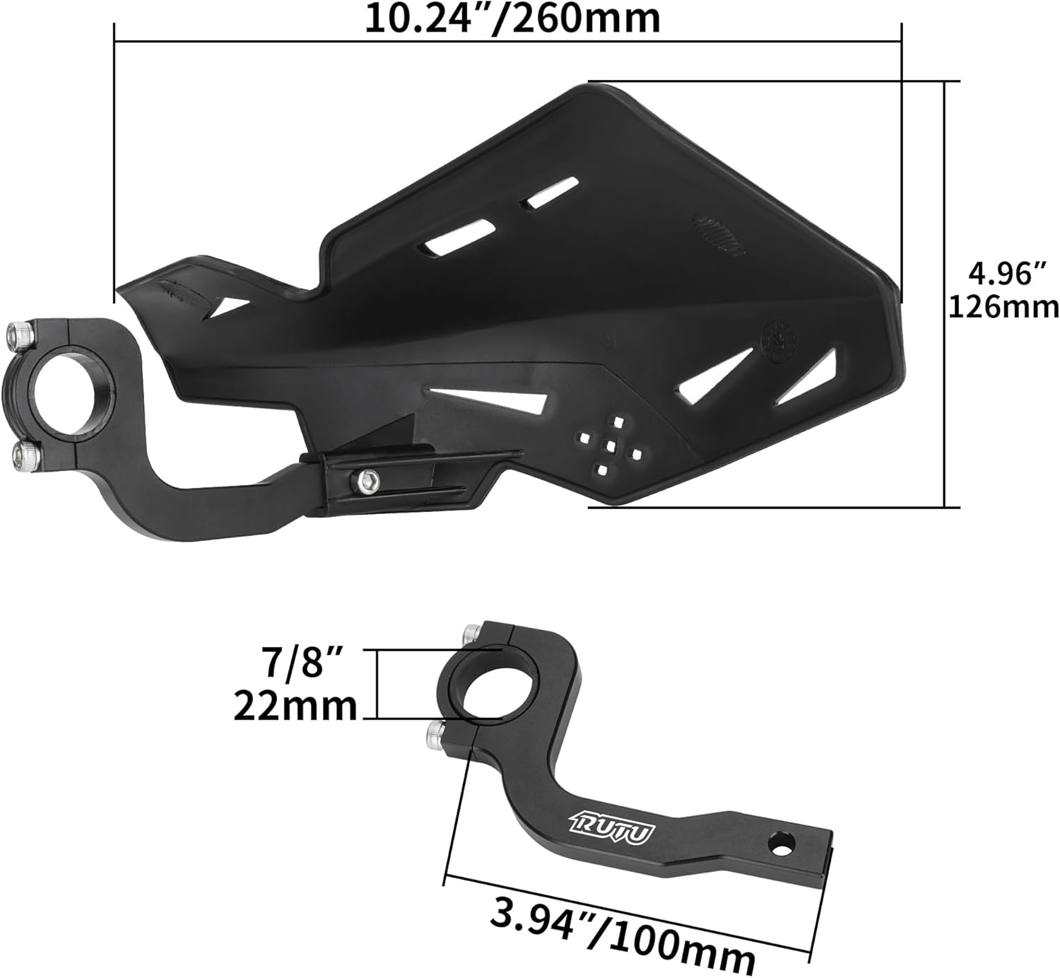 JIAYAN 78 ” 0.866 in Dirt Bike Handguards, Manillar Protector de Mano con Soporte CNC Par para Motocross ATV SX SXF EXC XCW KLX KX LTR TRX – Negro