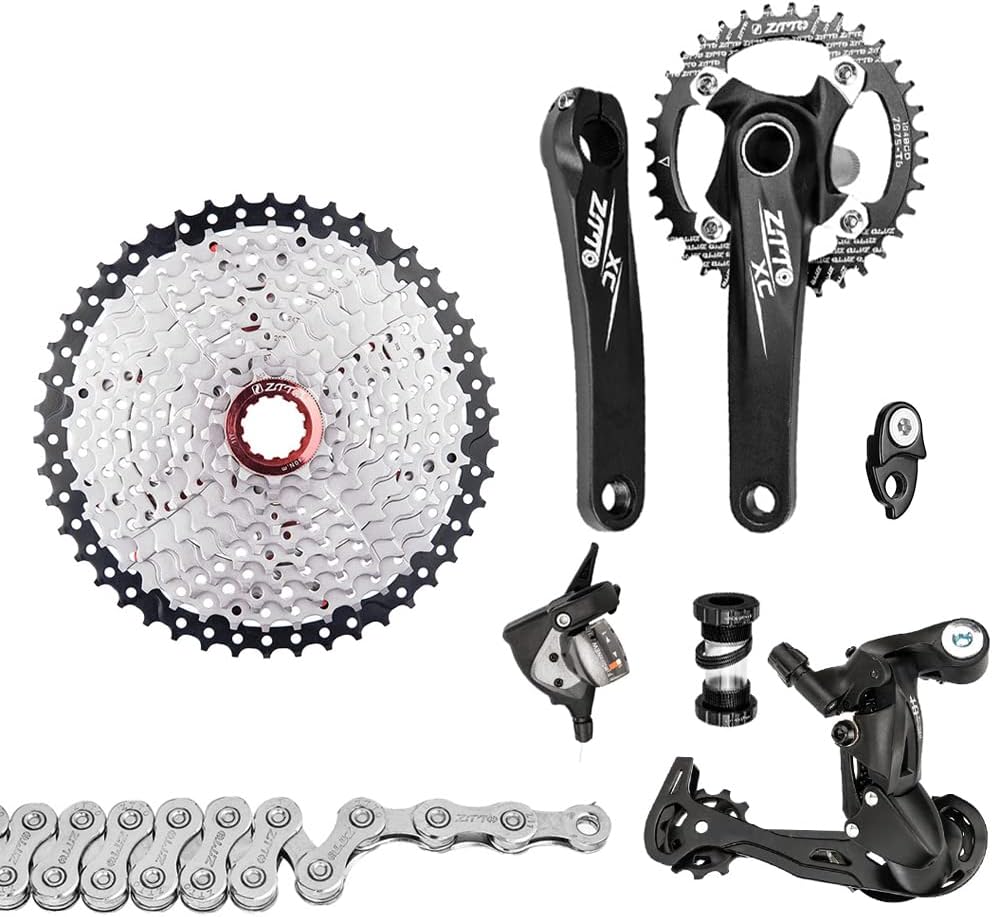 RUSUO Kit de transmisión de bicicleta, desviadores de MTB de 1 x 10 velocidades, conjunto de bielas para bicicleta de 11-50T, casete, volante de 10