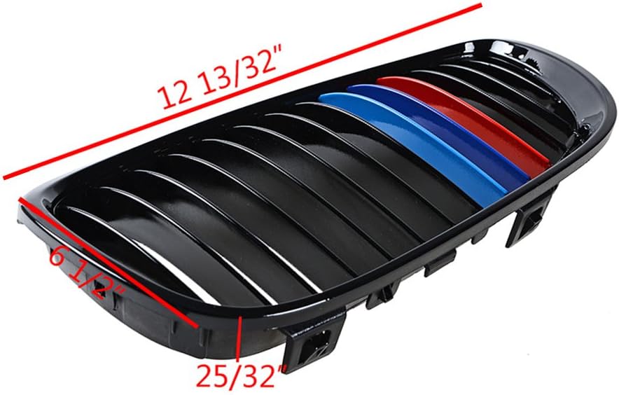 Compatible con la serie 08-13 3 M3 E92 E93 07-10 Coupé E93 06-10 E92 2D 2 piezas negro brillante M Color frontal central rejilla de riñón