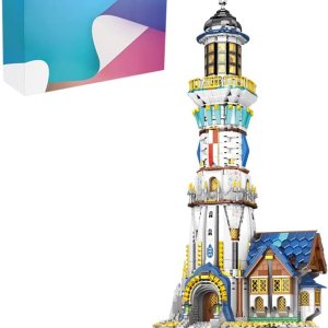 MISINI Ideas 66028 – Juego de construcción de faro medieval para adultos con kit de luz, 3228 edificios modulares PCSMOC, juguetes de construcción MISINI Ideas 66028 – Juego de construcción de faro medieval para adultos con kit de luz, 3228 edificios modulares PCSMOC, juguetes de construcción