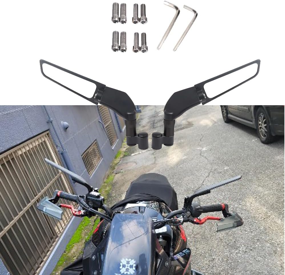 para Espejo retrovisor para FZ1 FZ6 FZ8 FZ25 FZ400 FZ07 FZ09 FZ10 FZS15Wind Wing Side Retroviseur Espelhos Moto Accesorios de motocicleta (negro)