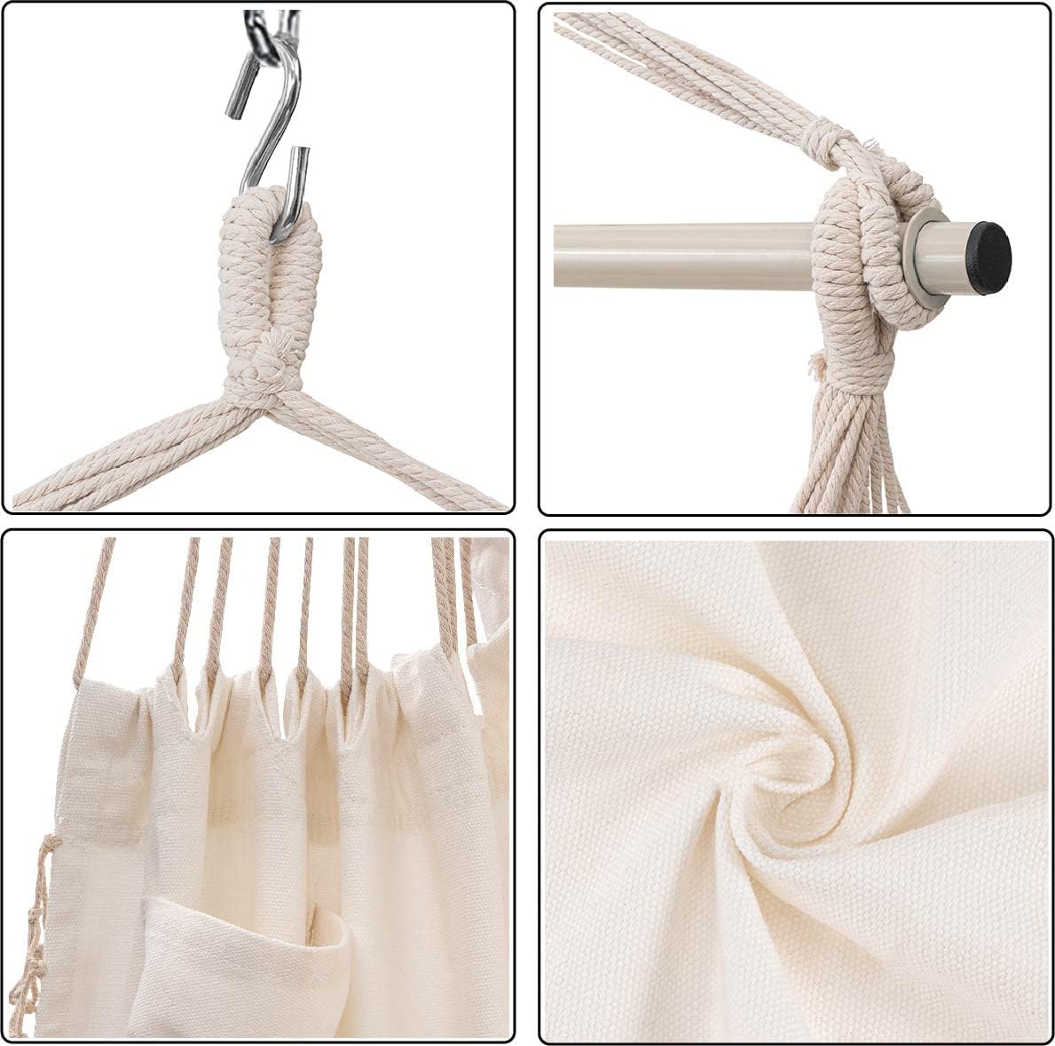 Jelofly – Silla hamaca grande con cuerda y bolsillo, que soporta un peso máximo de 350 libras, superior, cómoda, para interiores, exteriores, hogar,