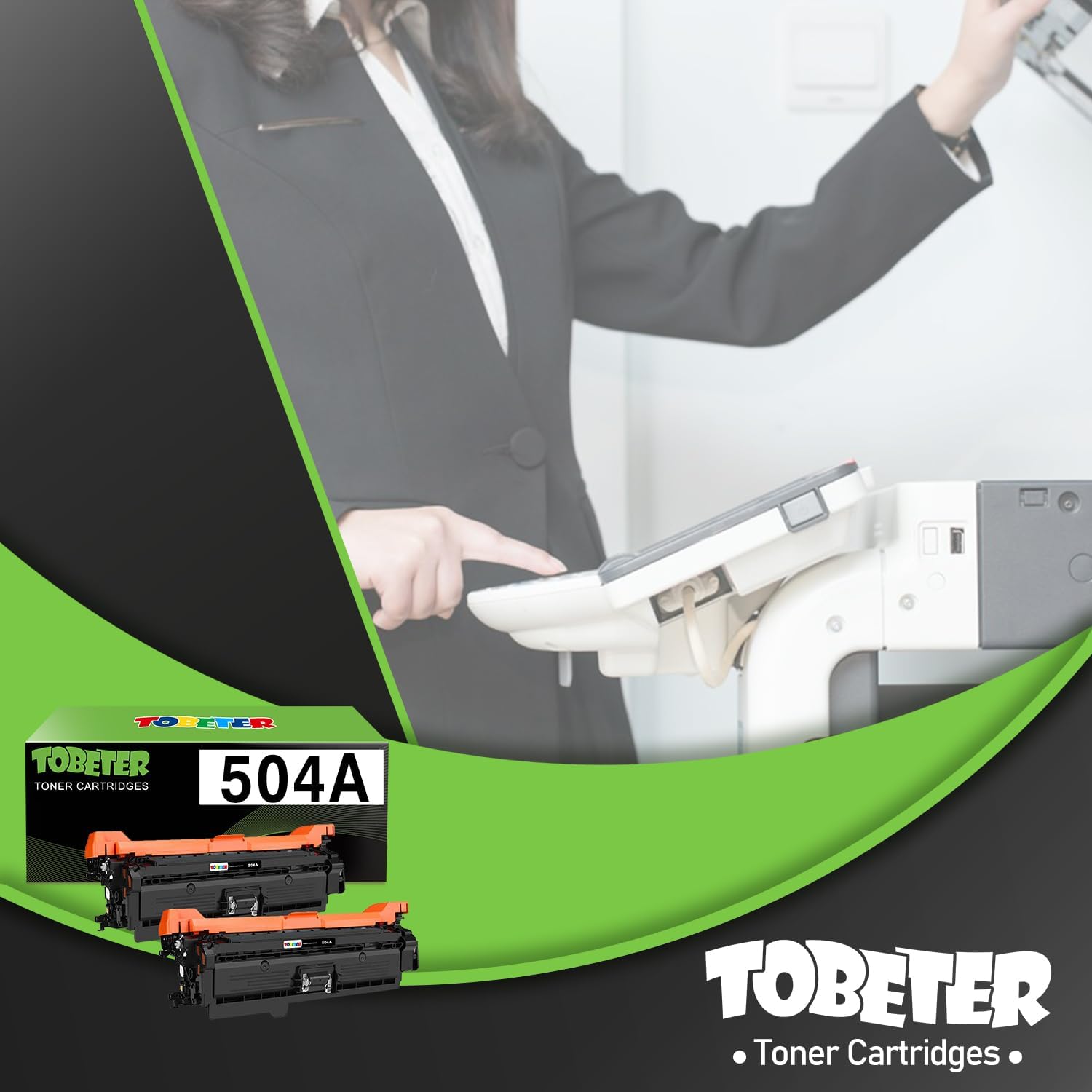 ToBeter Cartucho de tóner compatible 504A para HP 504A CE250A para impresoras MFP Color Laserjet CP3525 CP3525N CP3525DN CP3525X CM3530 CM3530FS MFP