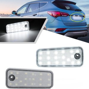 2 unidades de luces LED de matrícula para Hyundai Santa Fe DM Grand Santa Fe NC alimentado por alta potencia SMD xenón blanco LED libre de errores 2 unidades de luces LED de matrícula para Hyundai Santa Fe DM Grand Santa Fe NC alimentado por alta potencia SMD xenón blanco LED libre de errores