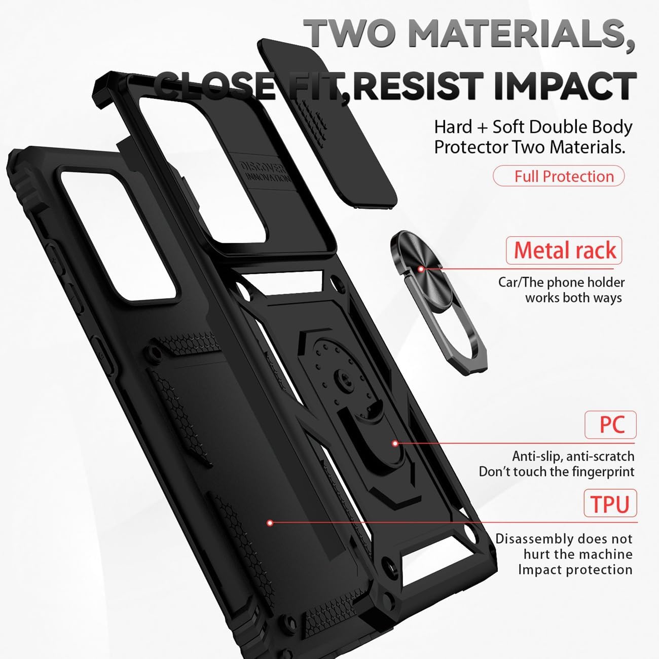 Yodueiv Funda para Galaxy S20 UltraSamsung S20 Ultra SM-G988U con protector de pantalla de vidrio templado y cubierta para cámara deslizante, anillo